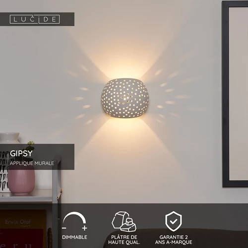 Lucide GIPSY - Applique murale - 1xG9 - Blanc - USP